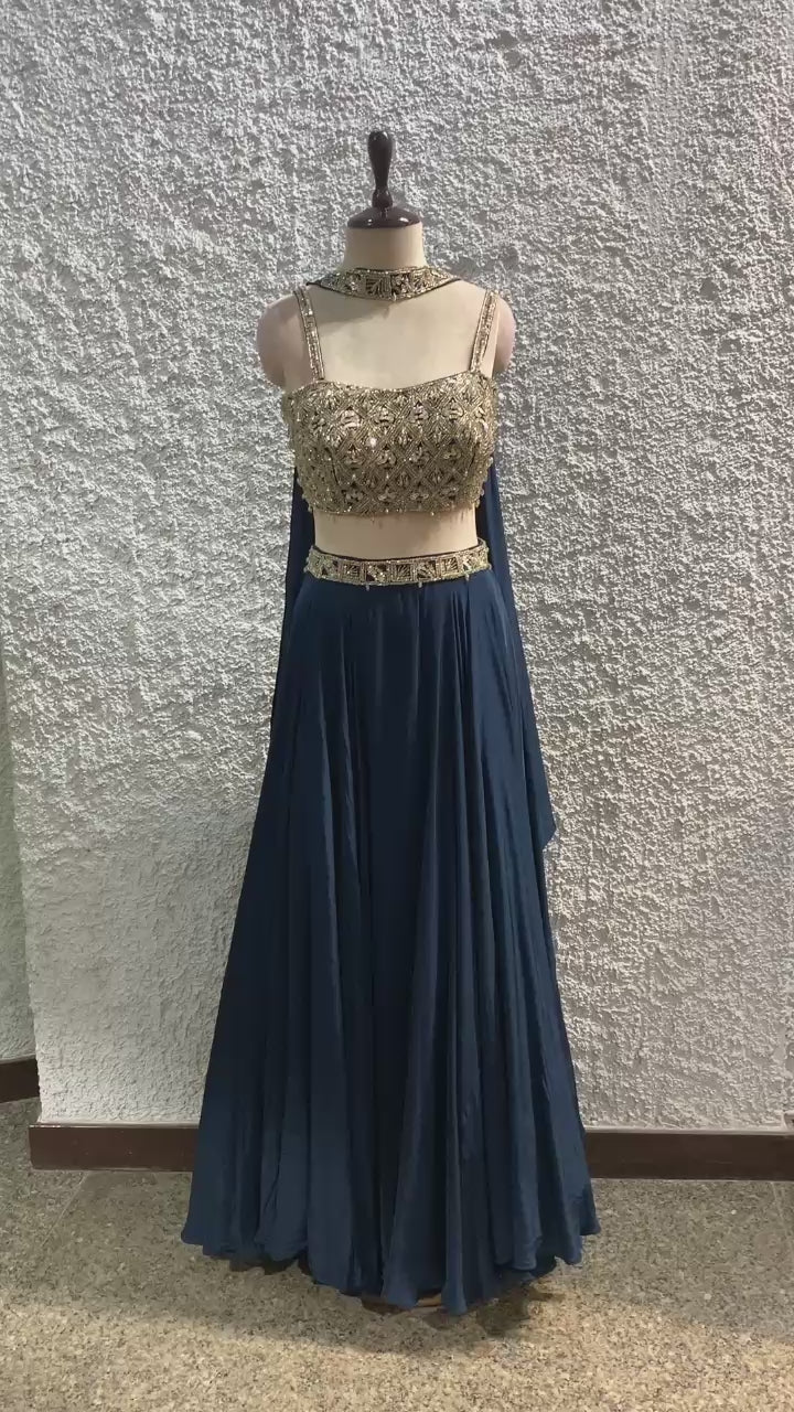 lehenga choker dupatta embroidered work blouse-video