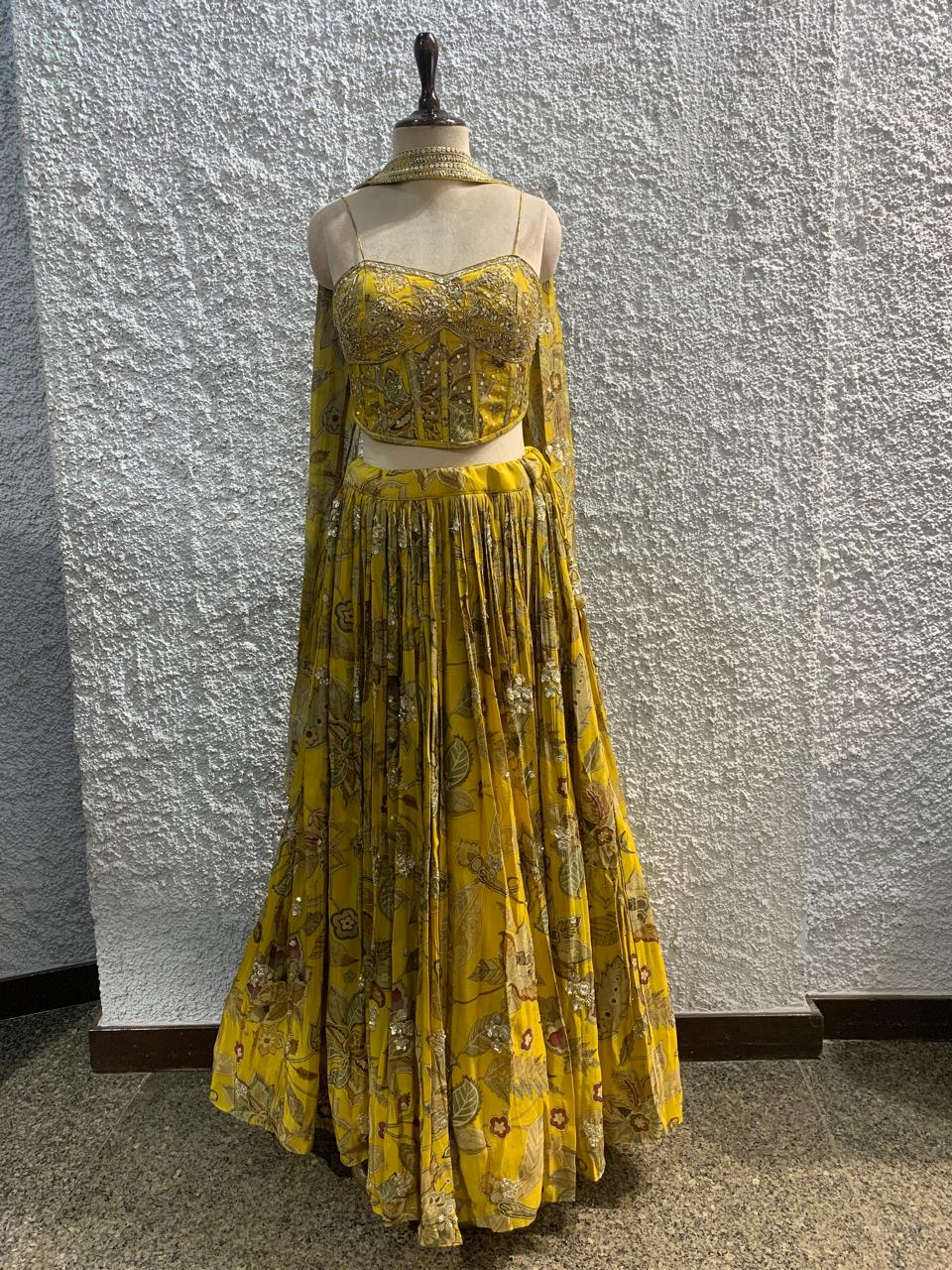 Embroidery Crepe lehenga with handwork corset blouse-main