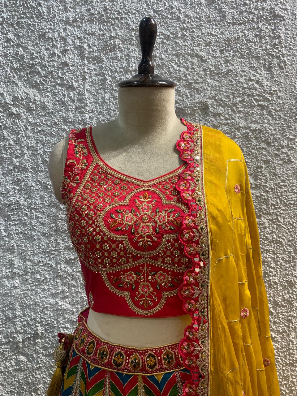 russion silk position print with handwork blouse-focus