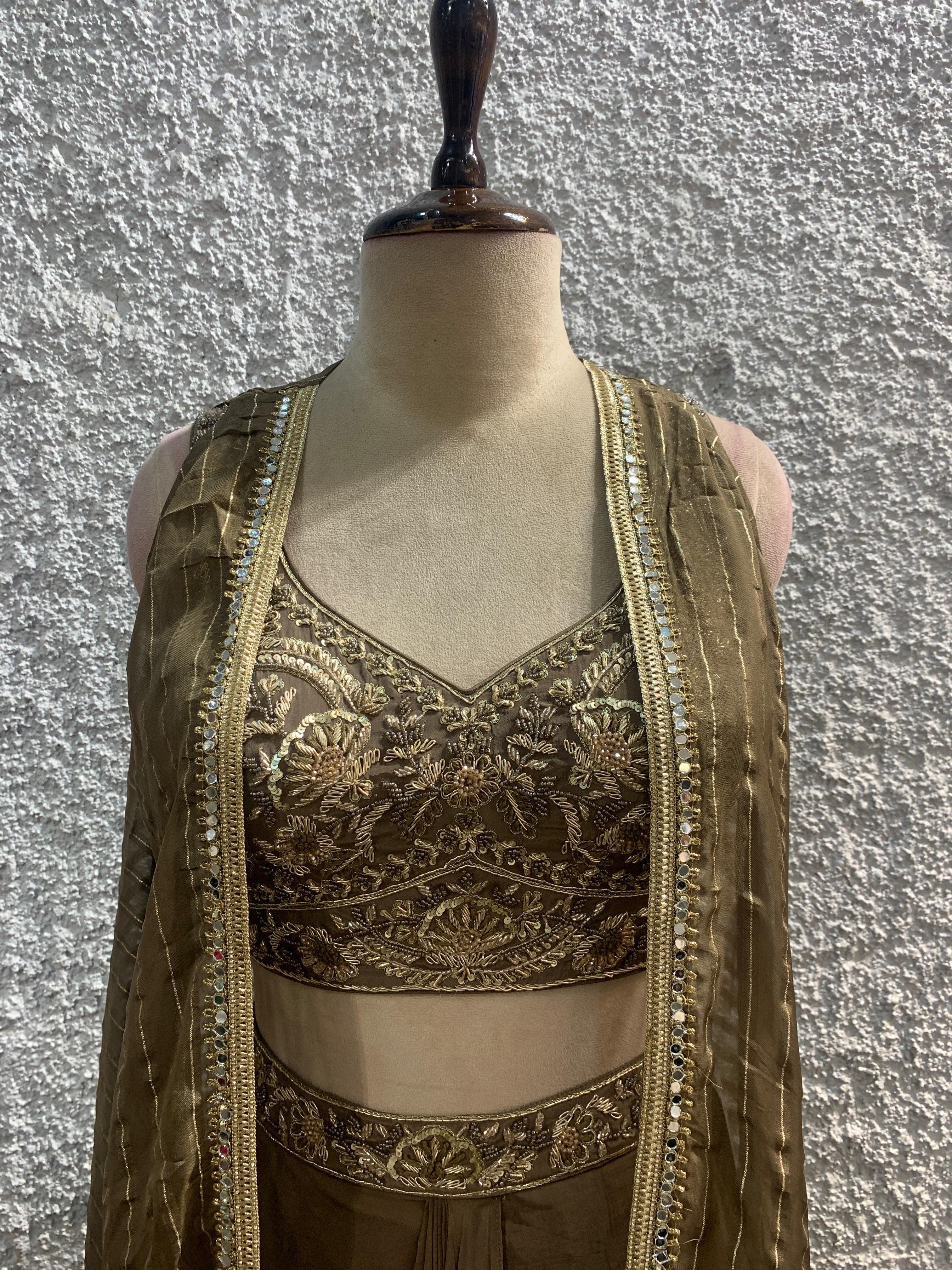 Indo-Western shrug embroidred blouse-focus