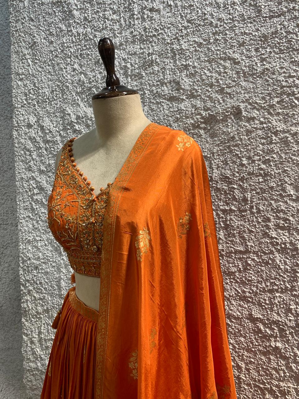 Indo-Western with plazzo handwork blouse-side