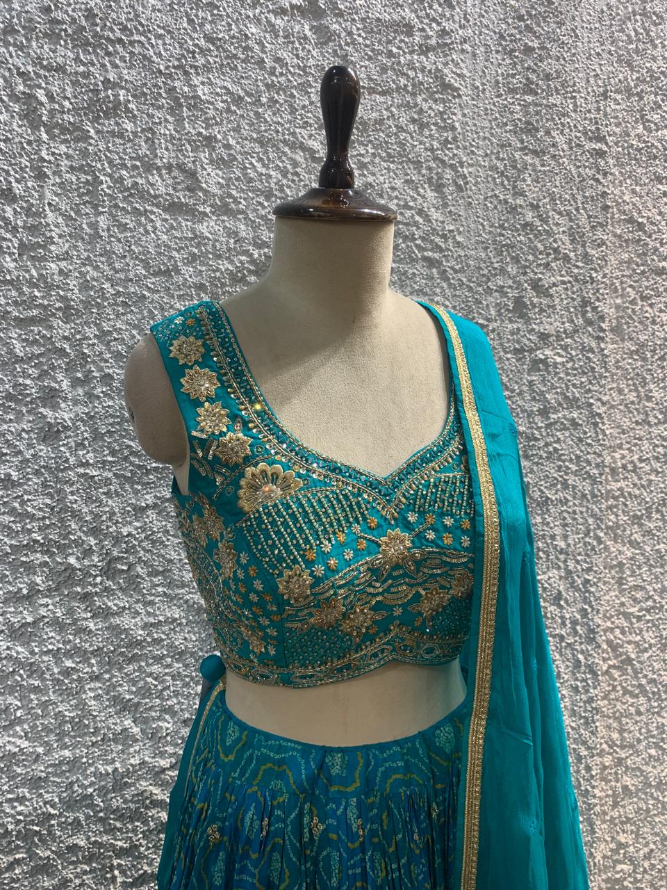 lehariya lehenga embroidred work blouse-side 